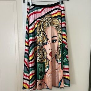Denimland Pop Art Women's Midi Skirt. A great Vintage vibe. Elastic at Waist L